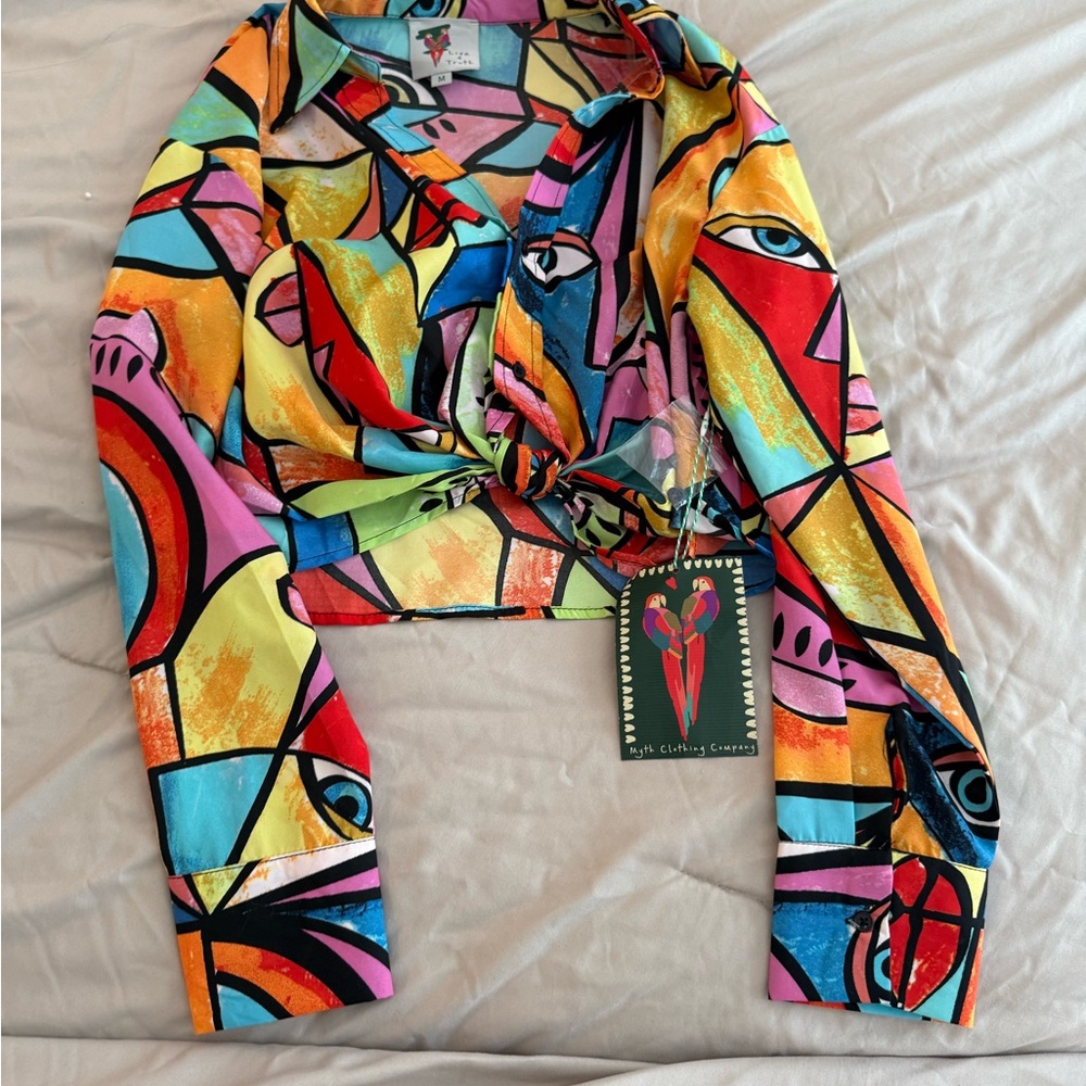 Myth Clothing Company Colorful Abstract Print Blouse M NWT